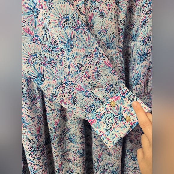 Simply Southern Confetti Semi Sheer Midi Long Sleeve Dress NWT - Picture 8 of 11